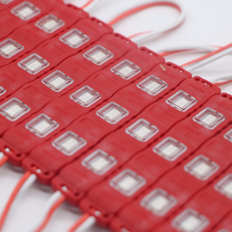 Світлодіодний модуль 5050, 3-led, 0.72Вт, червоний, 75мм, лінза flat