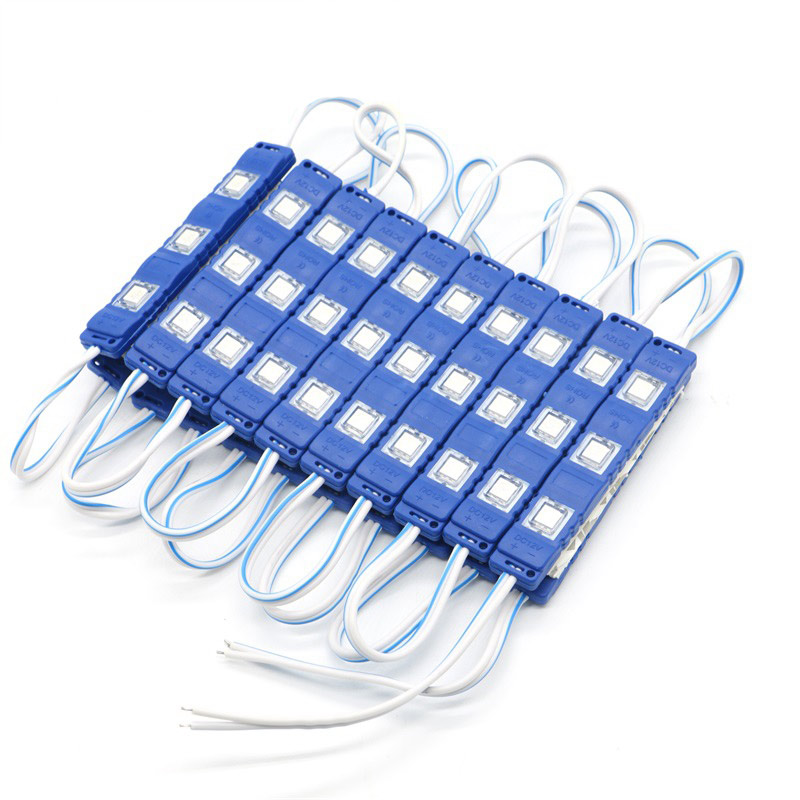 Світлодіодний модуль 5054, 3-led, 0.72Вт, синій, 75мм, лінза flat